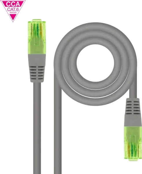 Cable de Red Latiguillo Utp Cca Cat6 Awg26 0.5 M Gris Nanocable