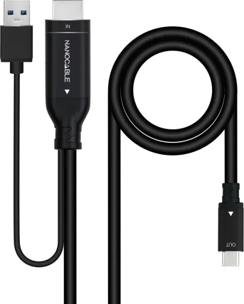 Conversor HDMI a USB-C 1.8 M Negro Nanocable