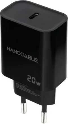 Cargador de Pared Nanocable 10.10.2006/ 1xUSB Tipo-C/ 20W/ Negro