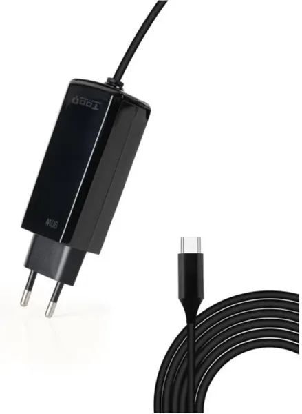 Cargador de Portátil GaN TooQ TQLC-USBCGAN90PD-C/ 1xUSB Tipo-C/ 90W/ Automático/ Voltaje 5-20V