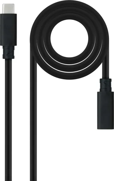 Cable Alargador USB Tipo-C 3.2 Nanocable 10.01.4502/ USB Tipo-C Macho - USB Tipo-C Hembra/ 2m/ Negro