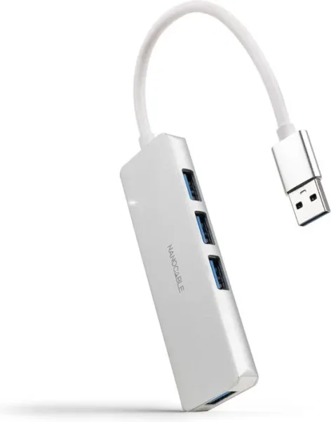 Hub nanocable USB - a 3.0. a 4xusb3.0 USB - a - m - USB 3.0 - h aluminio color plata 18 cm