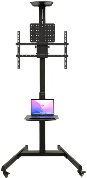 TooQ “COMETA” Soporte de Suelo con Ruedas con Regulación de Altura para Pantallas 37"- 70", Rotación 90°, Negro