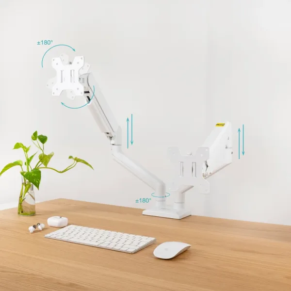 Soporte de Mesa para 2 Monitores TooQ DB1434TNR-W/ Giratorio/ Inclinable/ hasta 10kg