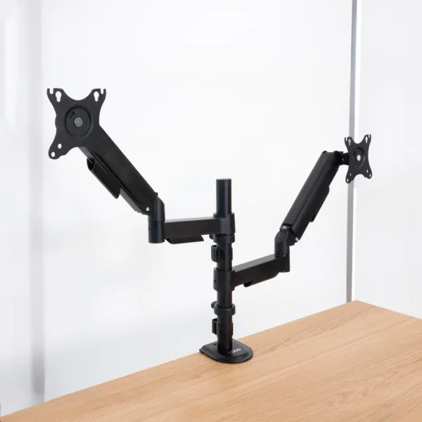 Soporte mesa tooq pantalla gira inclina 2 brazos 17 - 32 negro