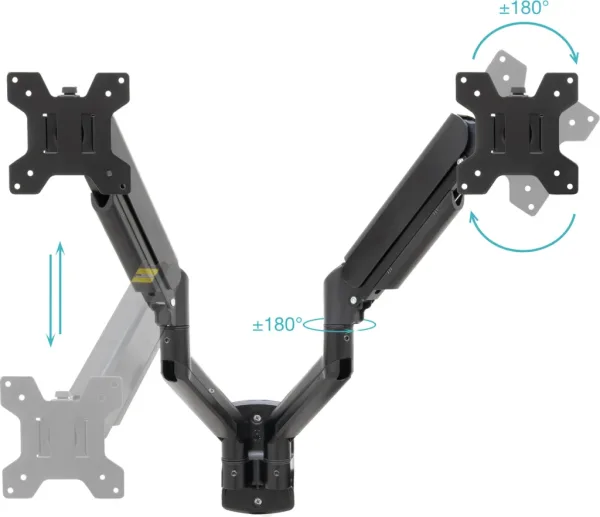 Soporte Pared 2 Pantallas 13''-43'' Giro/Inclinable Lp1434Tnr-B Negro Tooq