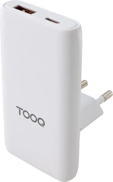 Cargador de Pared Universal GaN para Viaje TooQ TQWC-GANSL65W1A1C/ 1xUSB Tipo-C/ 1xUSB/ 65W