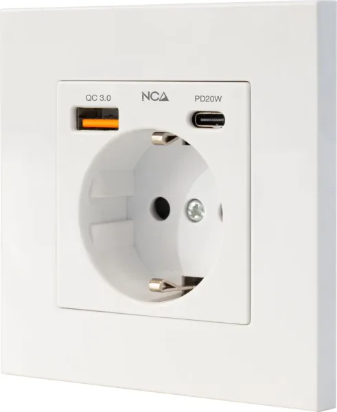 Roseta de Pared Nanocable 10 35 0011/ 1 Schuko/ 1 USB Tipo-C/ 1 USB