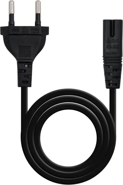 Cable Alimentación Forma 8 Nanocable 10.22.0402-L200/ CEE7/16 Macho - C7 Hembra/ 2m/ Negro