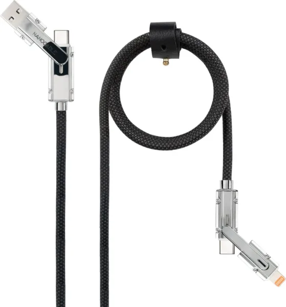 Cable USB 2.0 Tipo-C Nanocable 10.01.2602/ USB Tipo-C Macho + USB Macho - USB Tipo-C Macho + Lightning Macho/ Hasta 27W/ 480Mbps/ 2m/ Negro