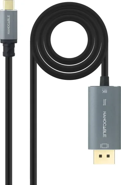 Cable Conversor Nanocable 10.15.5022/ USB Tipo-C Macho - DisplayPort Macho/ 2m/ Negro