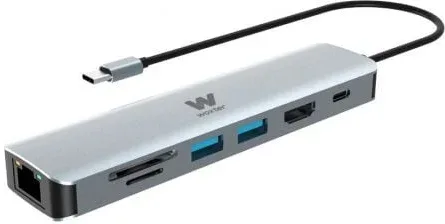 Docking USB Tipo-C Woxter PE26-181/ 1xHDMI 4K/ 2xUSB/ 1xLector de Tarjetas/ 1xRJ45/ 1xMicroUSB/ Gris