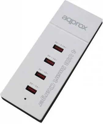 CARGADOR VIAJE/PARED 4 PUERTOS USB 1x2A + 3x1A BLANCO APPROX