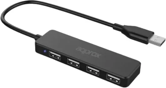 Hub 4 Puertos USB 2.0 Negro Approx