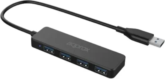 Hub 4 Puertos USB 3.0 Negro Approx