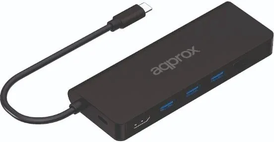 Hub 8 Puertos USB Type-C Negro Approx