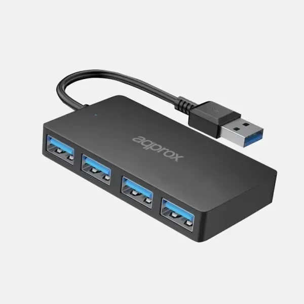 Hub 4 Puertos USB 3.0 Negro Approx