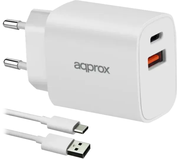 Approx Cargador 20W Qc 1 X USB A+ 1 X USB C+Cable
