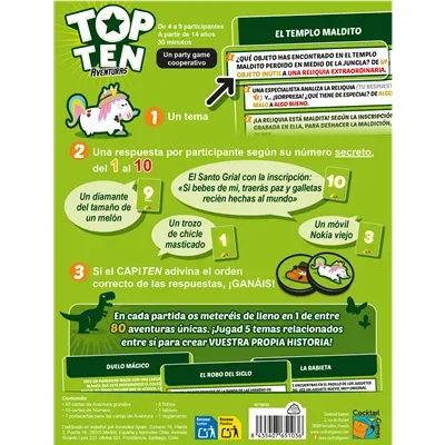 Juego de mesa top ten aventuras