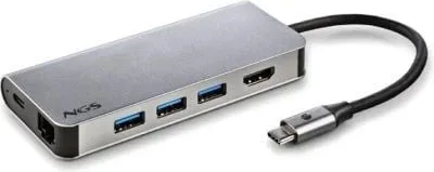 Docking USB Tipo-C NGS WonderDock8/ 3xUSB/ 1xUSB Tipo-C DP/ 1xHDMI 4K/ 1xRJ45/ 1xLector Tarjetas SD