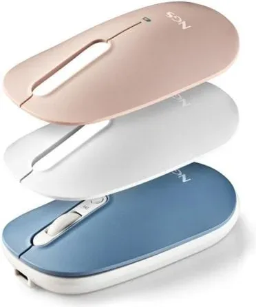 Ratón Inalámbrico NGS Shell-RB/ Batería recargable/ Hasta 1600 DPI/ Azul/ Blanco/ Rosa