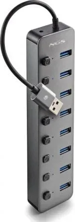 Hub USB NGS IHUB8 / 8xUSB 3.0/ Gris