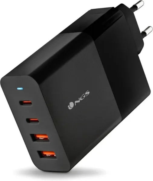 CARGADOR PARED GaN2 2xUSB-C + 2xUSB-A 100W NEGRO NGS