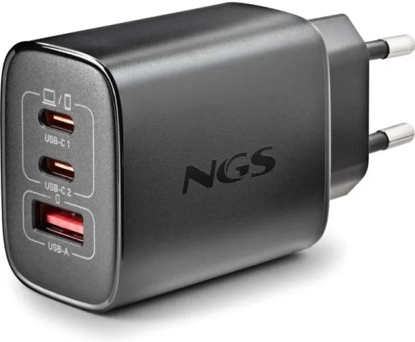 Cargador de Pared GaN NGS Era 65W/ 2xUSB Tipo-C/ 1xUSB/ 65W