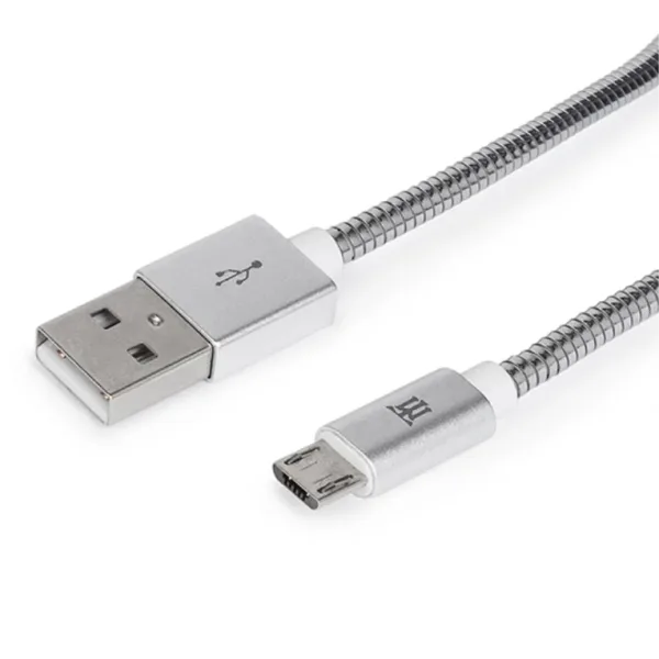 Cable Maillon Premium Micro USB 2,4 Metal Plateado 1M