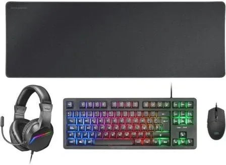 Pack Gaming Mars Gaming MCP-RGB3/ Teclado RGB + Ratón Óptico + Alfombrilla XXL + Auriculares