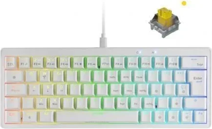 Teclado Gaming Mecánico Mars Gaming MKMINIPRO/ Switch Amarillo/ Blanco
