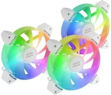 Pack 3 Ventiladores Mars Gaming MF-3A/ 12cm/ ARGB/ Blanco