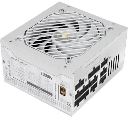Fuente de Alimentación Mars Gaming MPB1000SIM/ 1000W/ Ventilador 14cm/ ATX 3.1/ PCIe 5.1/ 80 Plus Gold/ Blanca