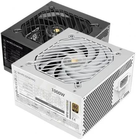Fuente de Alimentación Mars Gaming MPB1000SI/ 1000W/ Ventilador 12cm/ 80 Plus Gold/ Blanca