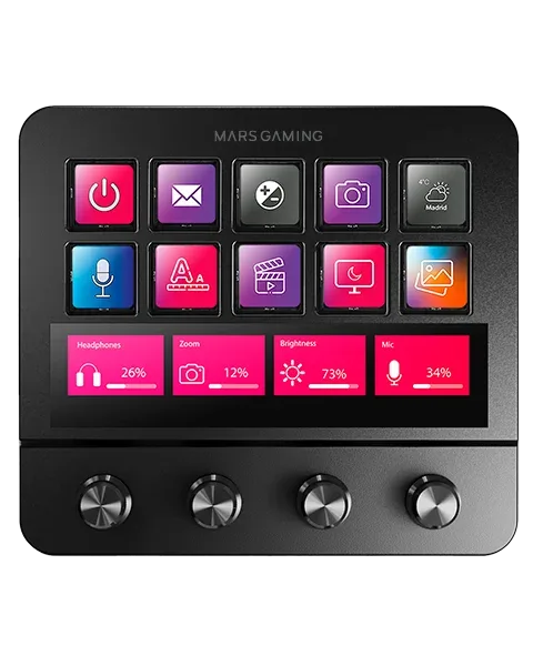Stream Deck Mars Gaming MSD-PRO/ 10 Teclas LCD + 4 Diales Personalizables/ Negro