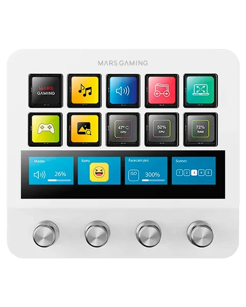 Stream Deck Mars Gaming MSD-PRO/ 10 Teclas LCD + 4 Diales Personalizables/ Blanco