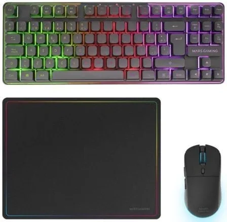 Pack Gaming Mars Gaming MCPWTKL/ Teclado Inalámbrico + Ratón Inalámbrico + Alfombrilla