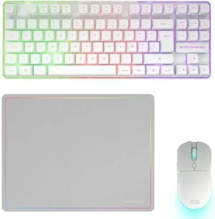 Pack Gaming Mars Gaming MCPWTKL/ Teclado Inalámbrico + Ratón Inalámbrico + Alfombrilla