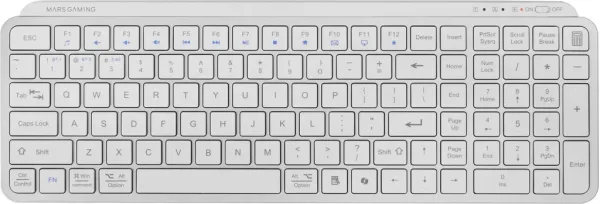 Teclado Compacto Inalámbrico Mars Gaming MK-SILENKEYS/ Blanco