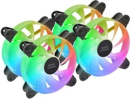 Pack 3 Ventiladores Mars Gaming MF-4A/ 12cm/ ARGB/ Negro