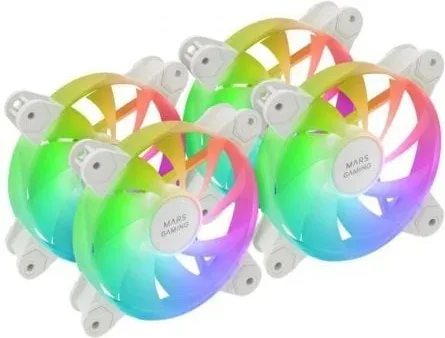 Pack 3 Ventiladores Mars Gaming MF-4A/ 12cm/ ARGB/ Blanco