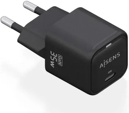 Cargador de Pared GaN Aisens ASCH-35W1P023-BK/ 1xUSB Tipo-C/ 35W