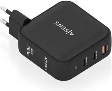 Cargador Aisens Gan 140W 2Xusb-C Pd3.1 Qc4.0 1Xusb-A Qc3.0 Negro