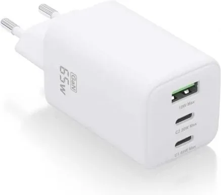 Cargador de Pared GaN Aisens ASCH-65W3P041-W/ 2xUSB Tipo-C/ 1xUSB/ 65W