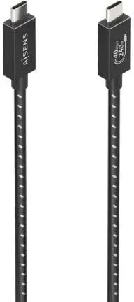 Cable USB 4.0 Tipo-C Aisens A156-0867/ USB Tipo-C Macho - USB Tipo-C Macho/ Hasta 240W/ 40Gbps/ 1m/ Gris