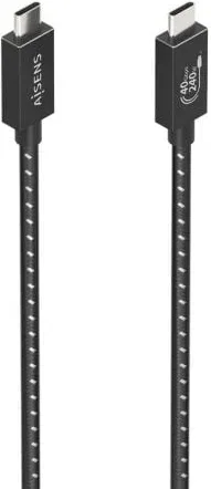 Cable USB 4.0 Tipo-C Aisens A156-0868/ USB Tipo-C Macho - USB Tipo-C Macho/ Hasta 240W/ 40Gbps/ 1.5m/ Gris
