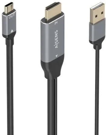 Cable Conversor Aisens A109-0871/ HDMI Macho/ USB Macho - USB Tipo-C Macho/ 1.8m/ Negro