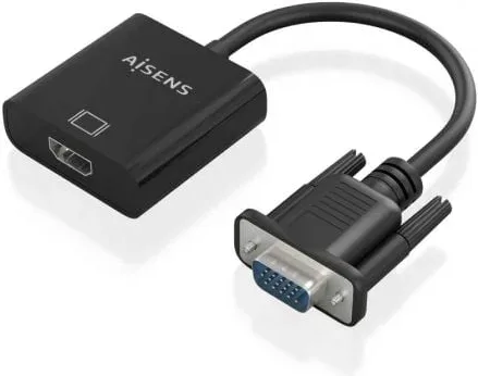 Cable Conversor Aisens A115-0873/ VGA Macho/ HDMI Hembra - Jack 3.5 Hembra - MicroUSB / 20cm/ Negro