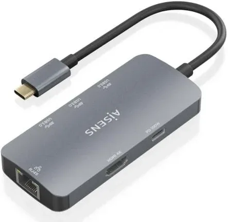 Docking USB Tipo-C Aisens ASUC-6P019-GR/ 1xHDMI 4K/ 3xUSB/ 1xRJ45/ 1xUSB Tipo-C PD/ Gris