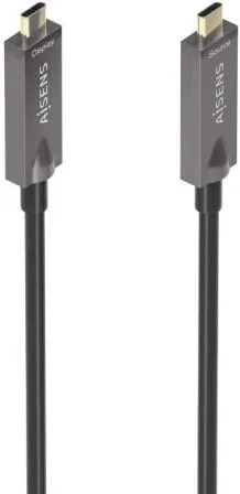 Cable USB 3.1 Tipo-C Aisens AOC A157-0882/ USB Tipo-C Macho - USB Tipo-C Macho/ Hasta 60W/ 10Gbps/ 10m/ Negro